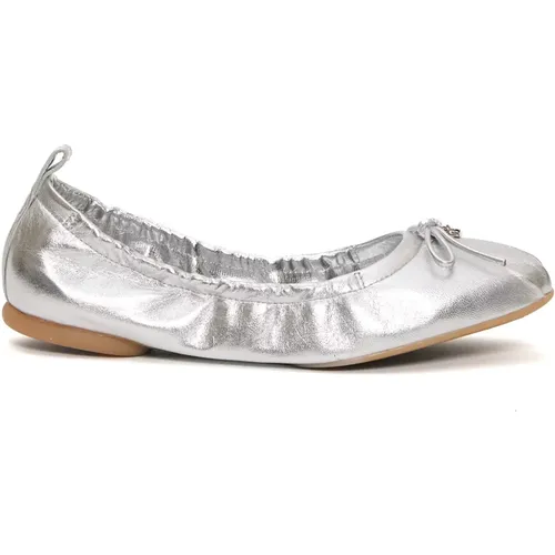 Ballerinas, female, , Size: 9 US Silver Ballerina Shoes with Leather Upper - Hogan - Modalova