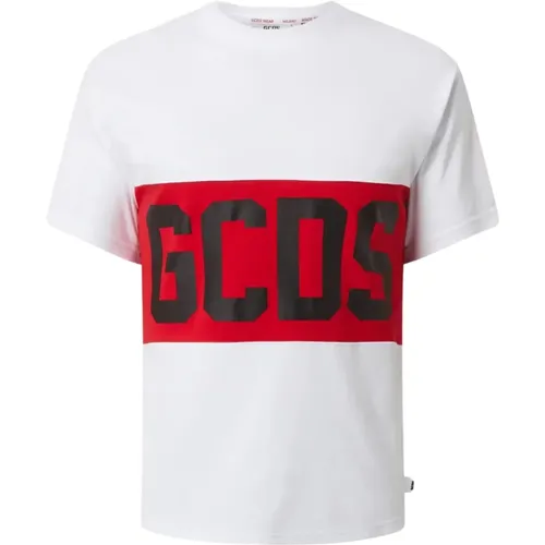 Logo Band Oversized Weißes T-Shirt , Herren, Größe: XL - GCDS - Modalova