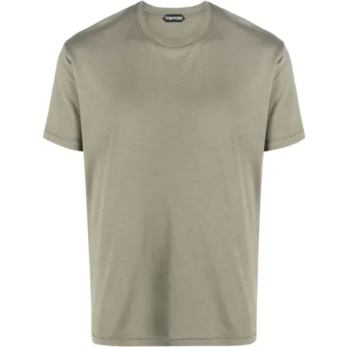 Lyocell-Cotton Blend Crew Neck T-shirts and Polos , male, Sizes: 2XL, XL - Tom Ford - Modalova