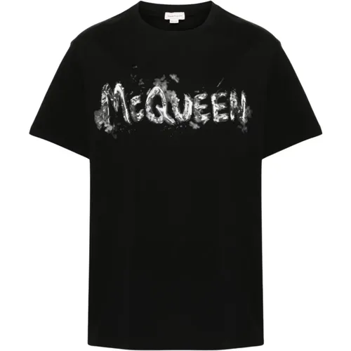 T-shirt with logo print , male, Sizes: S, M, L, XL - alexander mcqueen - Modalova