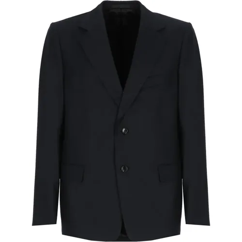 Blazers, male, , Size: L Sophisticated Navy Blue Wool and Cashmere Jacket - Lanvin - Modalova