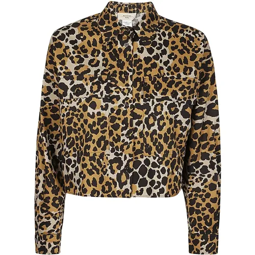 Shirts, female, , Size: 3XS Leopard Print Crop Shirt - Max Mara Weekend - Modalova