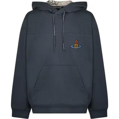 Grey Raglan Hoodie with Embroidered Logo , male, Sizes: L, M - Vivienne Westwood - Modalova