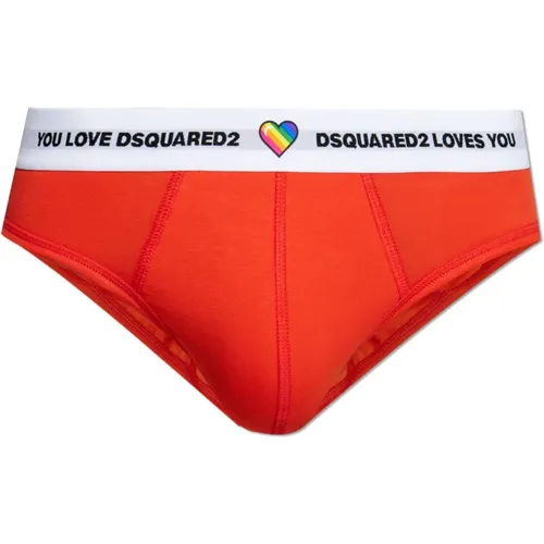 Bottoms, male, , Size: S Boxer briefs with logo - Dsquared2 - Modalova