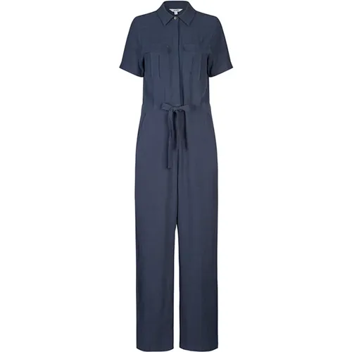 Blauer Ombre Jumpsuit Weites Bein Kurzarm , Damen, Größe: L - MbyM - Modalova