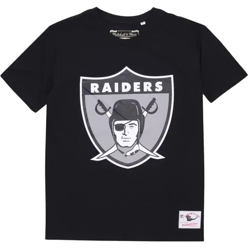 Oakland Raiders Logo Tee , male, Sizes: XL, S, L, M, XS - Mitchell & Ness - Modalova