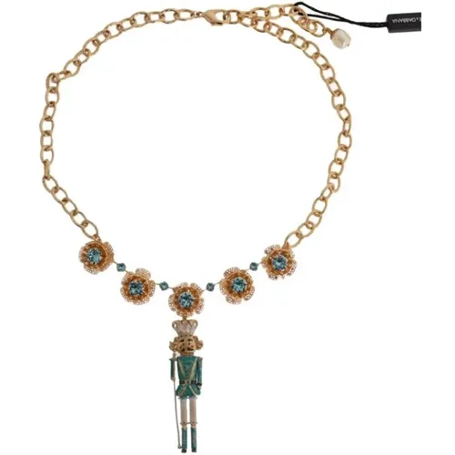Goldenes Kristall Statement Halskette mit Sizilien Motiv - Dolce & Gabbana - Modalova