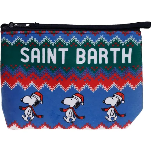 Clutches, female, , Size: ONE SIZE Neoprene pouch with print and zip - MC2 Saint Barth - Modalova