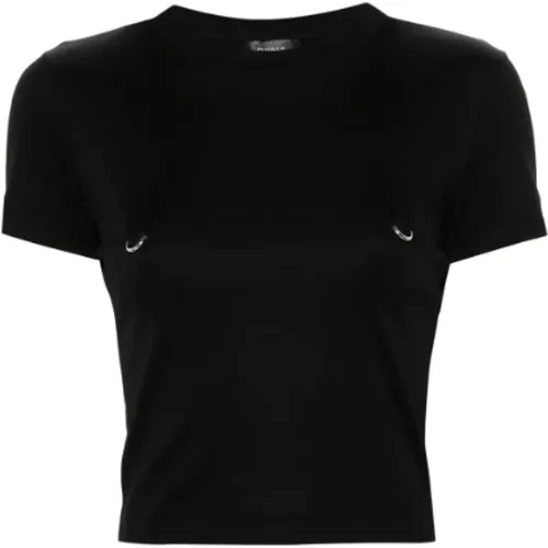 Schwarzes T-Shirt Klassischer Stil , Damen, Größe: S - Mugler - Modalova