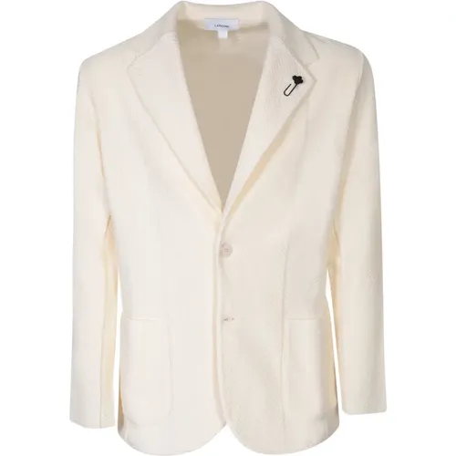 Blazers, male, , Size: L White Cardigan Sweater - Lardini - Modalova