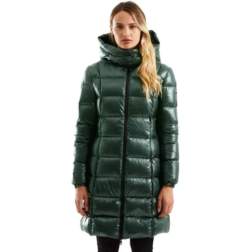 Elegant Long Down Jacket with Maxi Hood , female, Sizes: XS - RefrigiWear - Modalova