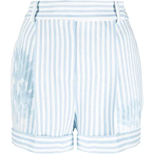 Gestreifte Shorts - Blumenmuster , Damen, Größe: S - Ermanno Scervino - Modalova