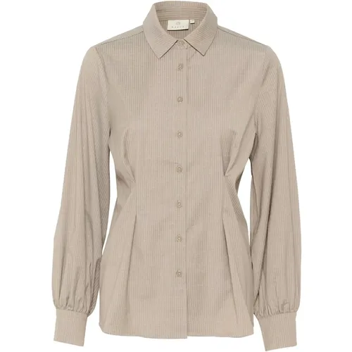 Pinstripe Shirt Blouse with Puff Sleeves , female, Sizes: 2XL - Kaffe - Modalova