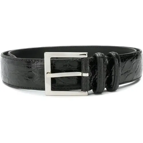 Classic Crocodile Leather Belt , male, Sizes: 95 CM, 100 CM, 105 CM, 90 CM - Orciani - Modalova