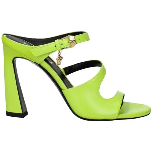 Heeled Mules, female, , Size: 7 US Leather High Heel Sandals - Versace - Modalova