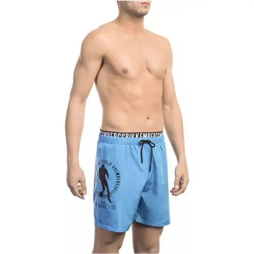 Beachwear, male, , Size: XL Layered Swim Shorts with Unique Detail - Bikkembergs - Modalova