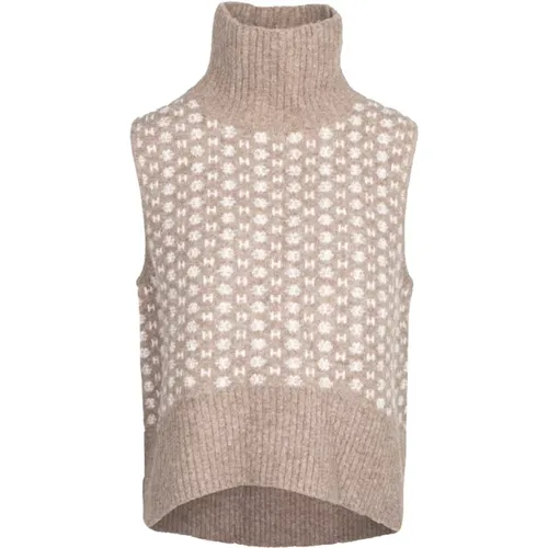 Knitted High Neck Logo Vest , female, Sizes: S/M, L/XL, XS - Hést - Modalova