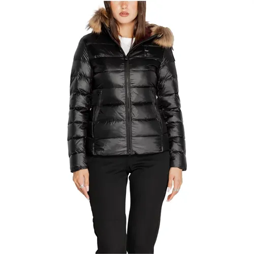 Schwarze Kapuzen-Zip-Jacke Damen Herbst/Winter , Damen, Größe: XL - Blauer - Modalova