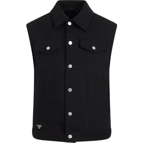 Vests, male, , Size: S Denim Vest Stylish Men's Waistcoat - Prada - Modalova