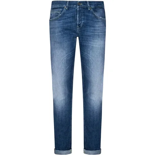 Skinny-Fit Jeans with Logo Plaque , male, Sizes: W38, W33, W30, W32, W36, W31 - Dondup - Modalova