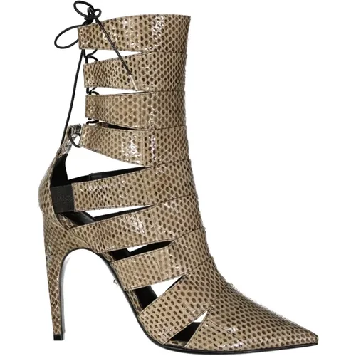 Snake Leather Ankle Boots , female, Sizes: 6 UK - Versace - Modalova