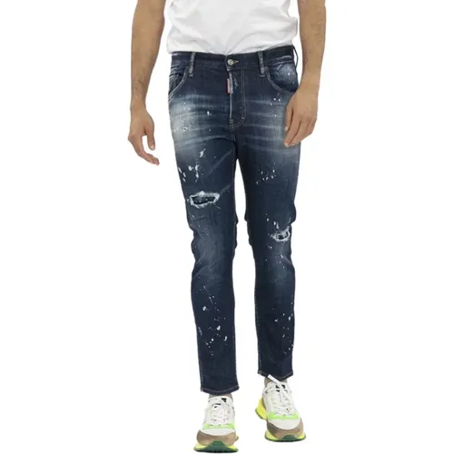 Distressed Skater Skinny Jeans , male, Sizes: L, S - Dsquared2 - Modalova