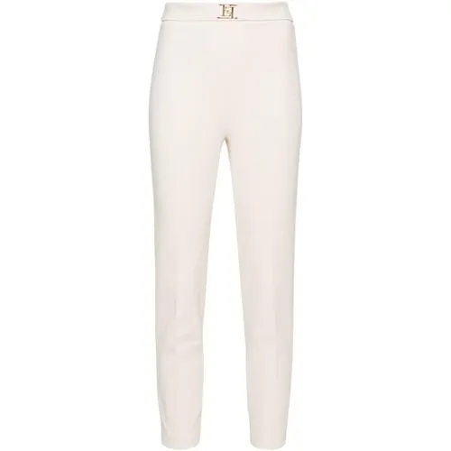 Golden Loop Straight Crepe Trousers , female, Sizes: L - Elisabetta Franchi - Modalova