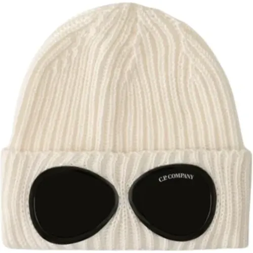 Beanies, unisex, , Size: ONE SIZE Merino Wool Goggle Beanie - White - C.P. Company - Modalova