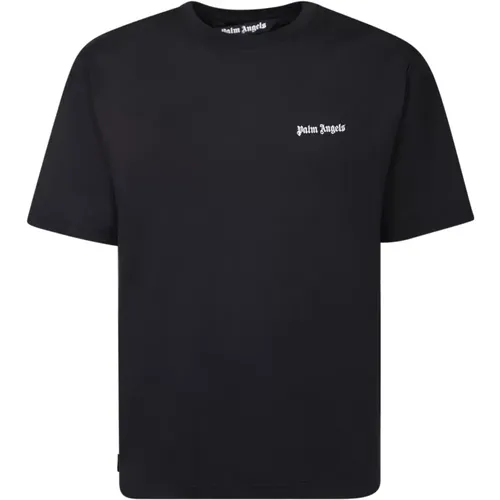 Minimalistisches Baumwoll-T-Shirt mit Besticktem Logo , Herren, Größe: S - Palm Angels - Modalova