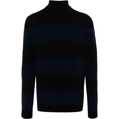 Turtlenecks, male, , Size: XL Navy Striped Wool Sweater - Dondup - Modalova