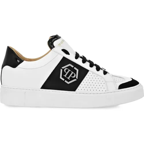 Weiße Ledersneaker mit perforiertem Design , Herren, Größe: 40 EU - Philipp Plein - Modalova