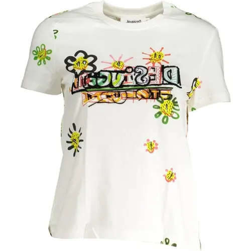 Schickes bedrucktes Rundhals-Tee , Damen, Größe: XL - Desigual - Modalova