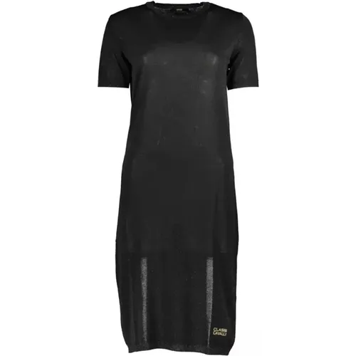 Elegantes Schwarzes Besticktes Kleid Kurze Ärmel , Damen, Größe: XS - Cavalli Class - Modalova