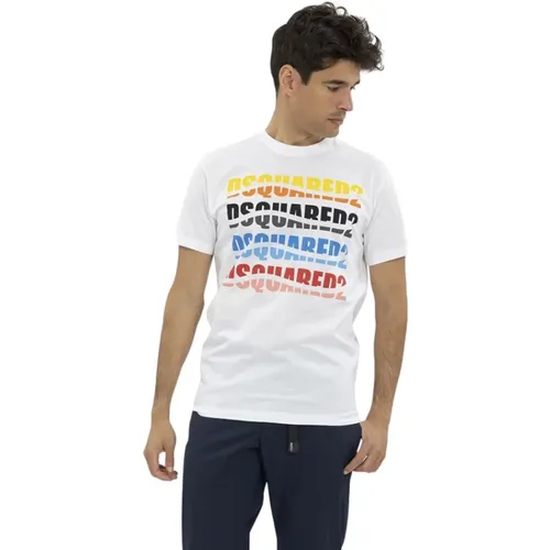 Color Wave Rundhals T-shirt , Herren, Größe: XL - Dsquared2 - Modalova