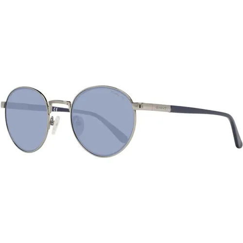 Sunglasses, male, , Size: ONE SIZE Grey Men's Sunglasses Round Blue Lenses - Gant - Modalova