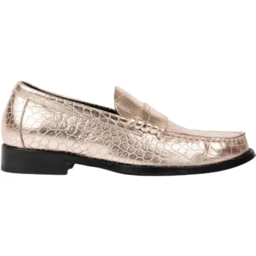 Gold Leather Mock-Croc Cassini Loafers , female, Sizes: 5 UK - PS By Paul Smith - Modalova