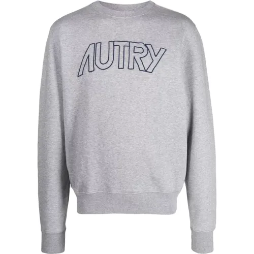 Grey Sweater with Embroidered Logo , male, Sizes: S - Autry - Modalova
