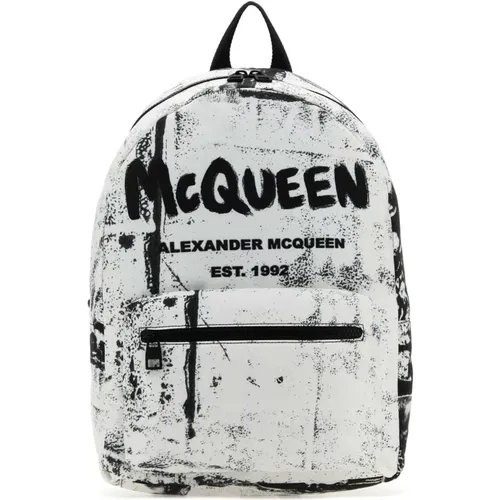 Backpacks, male, , Size: ONE SIZE Printed Nylon Backpack - alexander mcqueen - Modalova