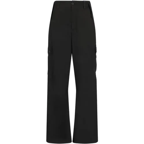 Wide Trousers, male, , Size: S Cargo Cotton Pants Monochrome Pattern - Dolce & Gabbana - Modalova