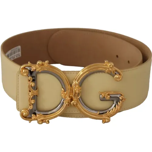 Wide Waist Leather Baroque Buckle Belt , female, Sizes: 75 CM - Dolce & Gabbana - Modalova