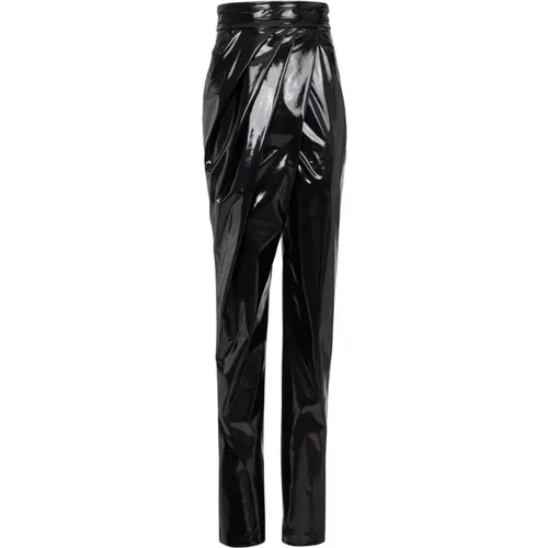 Asymmetric draped vinyl trousers - Balmain - Modalova