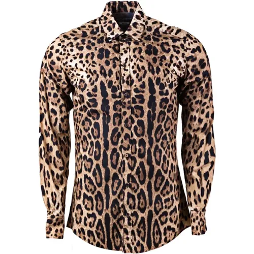Animal Print Long Sleeve Shirt , male, Sizes: S, XS - Dolce & Gabbana - Modalova