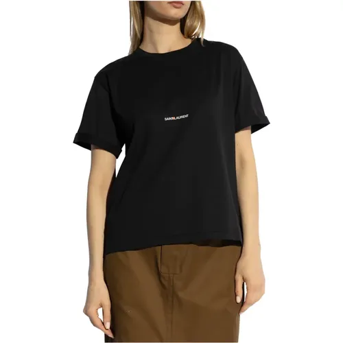 Logo-bedrucktes T-Shirt , Damen, Größe: S - Saint Laurent - Modalova