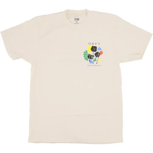 Blumenmuster Klassik T-Shirt Creme - Obey - Modalova