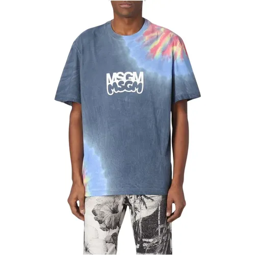 T-Shirts, male, , Size: L TieDye Logo Tee - Msgm - Modalova