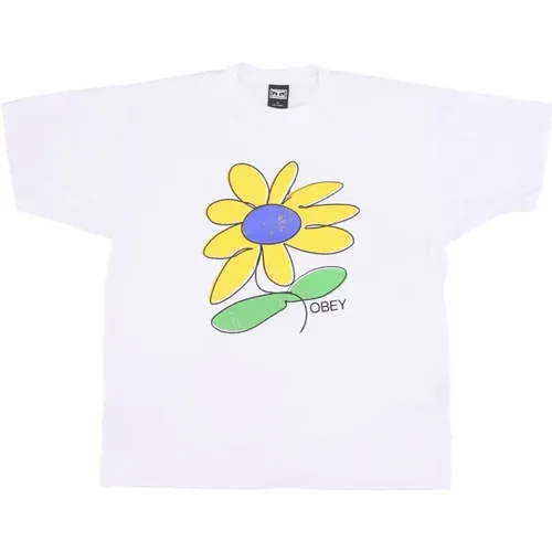 T-Shirts, male, , Size: XL Sunflower Print Tee Mens T-Shirt - Obey - Modalova