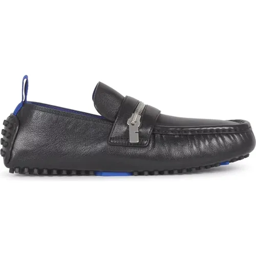 Leather Loafers with B-Cut Zip , male, Sizes: 8 UK, 8 1/2 UK - Burberry - Modalova