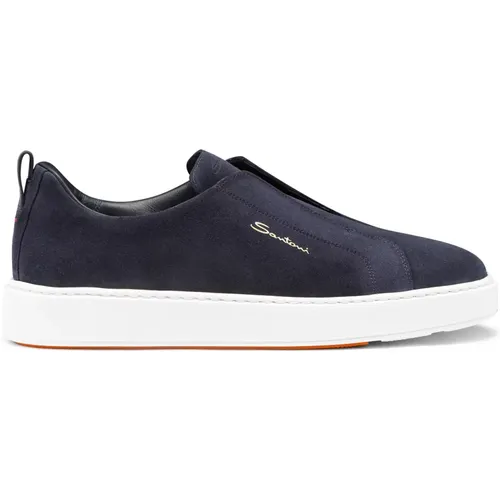 Herren Wildleder Slip-On Sneaker , Herren, Größe: 41 EU - Santoni - Modalova