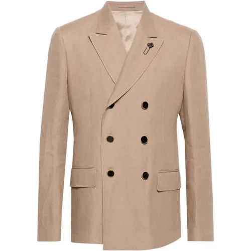 Linen Double-Breasted Jacket , male, Sizes: XL, 2XL, L - Lardini - Modalova