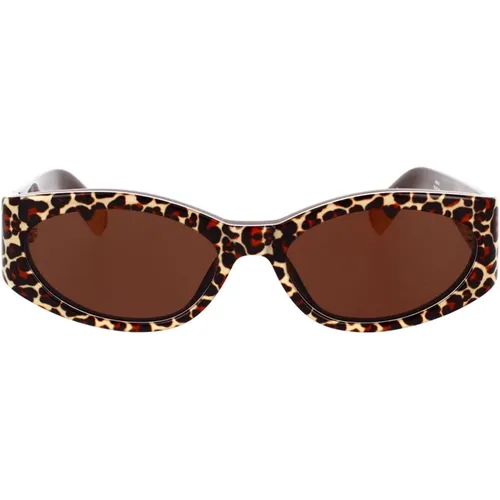 Sonnenbrille mit Leopardenmuster und dunklen Gläsern , Damen, Größe: 55 MM - Jacquemus - Modalova